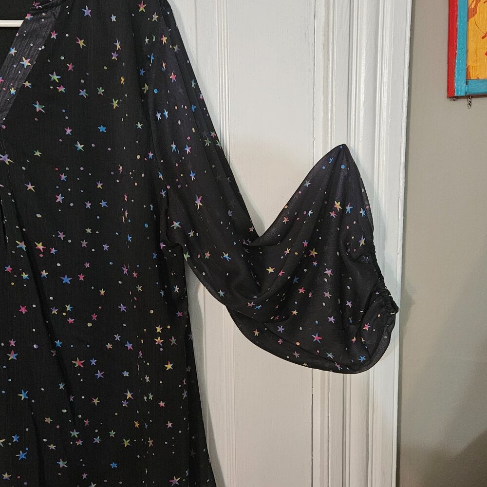 Cosmic Starry Long Sleave Shear Shirt Sz XL Polyester Spandex - Picture 5 of 8